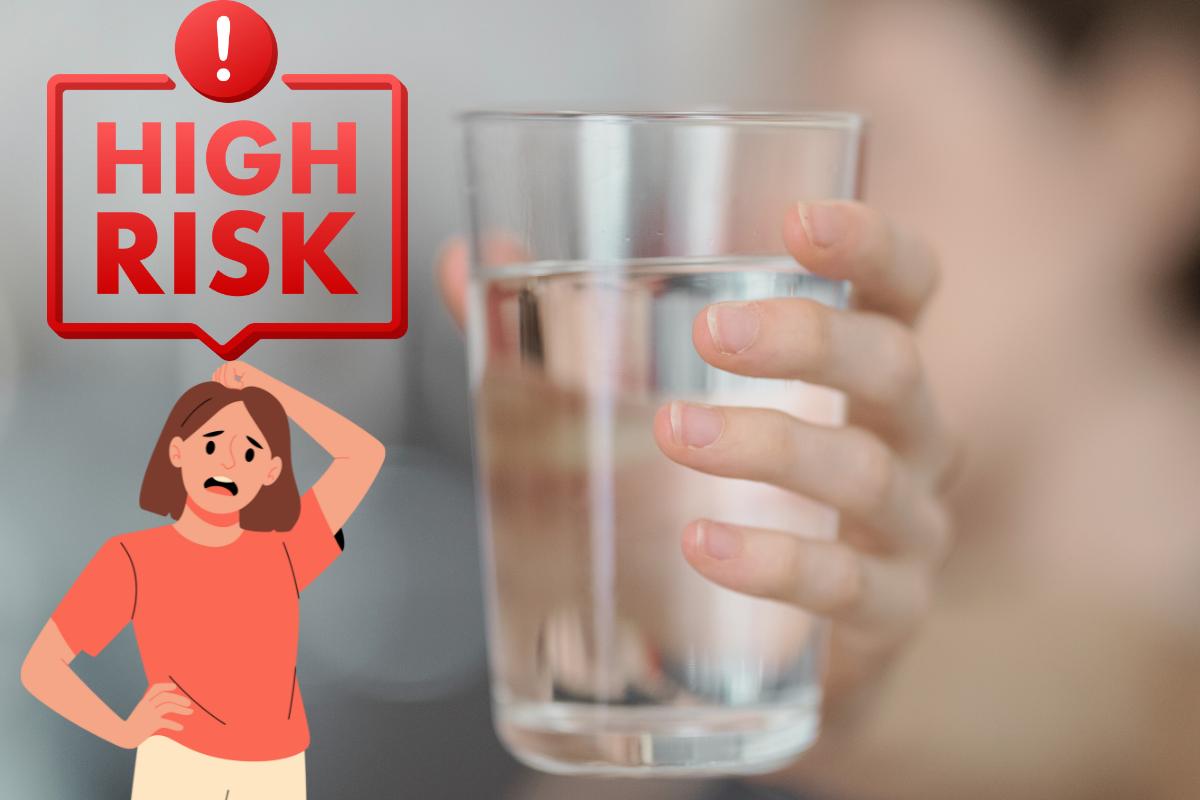 bicchiere d'acqua, grafica persona preoccupata, segnale high risk