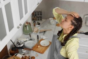 piano cucina in disordine