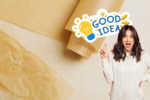 carta da forno, donna che indica in alto, grafica good idea